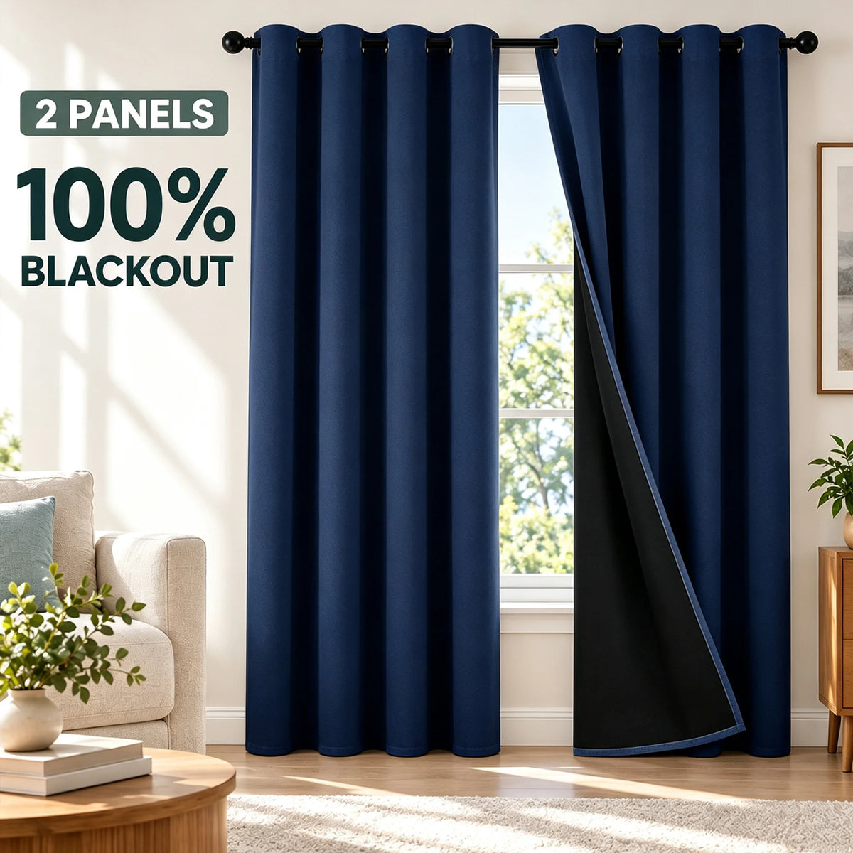 Blackout Waterproof Grommet Curtains For Bedroom Light Blocking Drapes