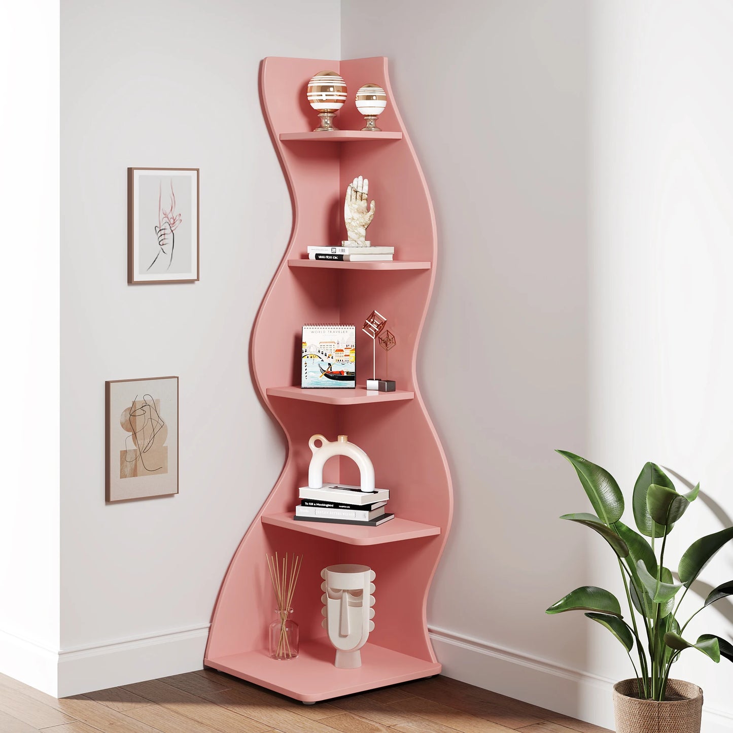 Tribesigns 5 Tier Corner Shelf Bookcase Storage Rack Plant Stand