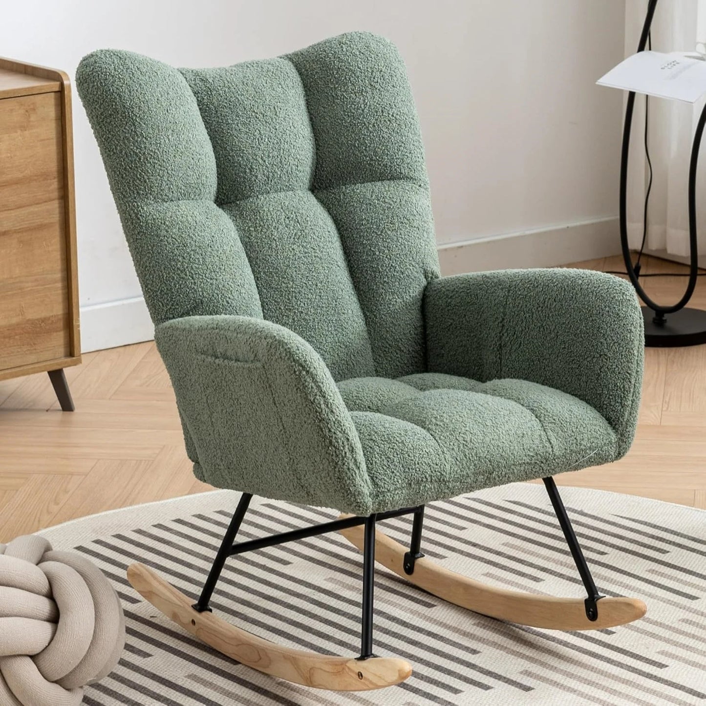 Studyset Modern Boucle Rocking Chair With Side Pocket