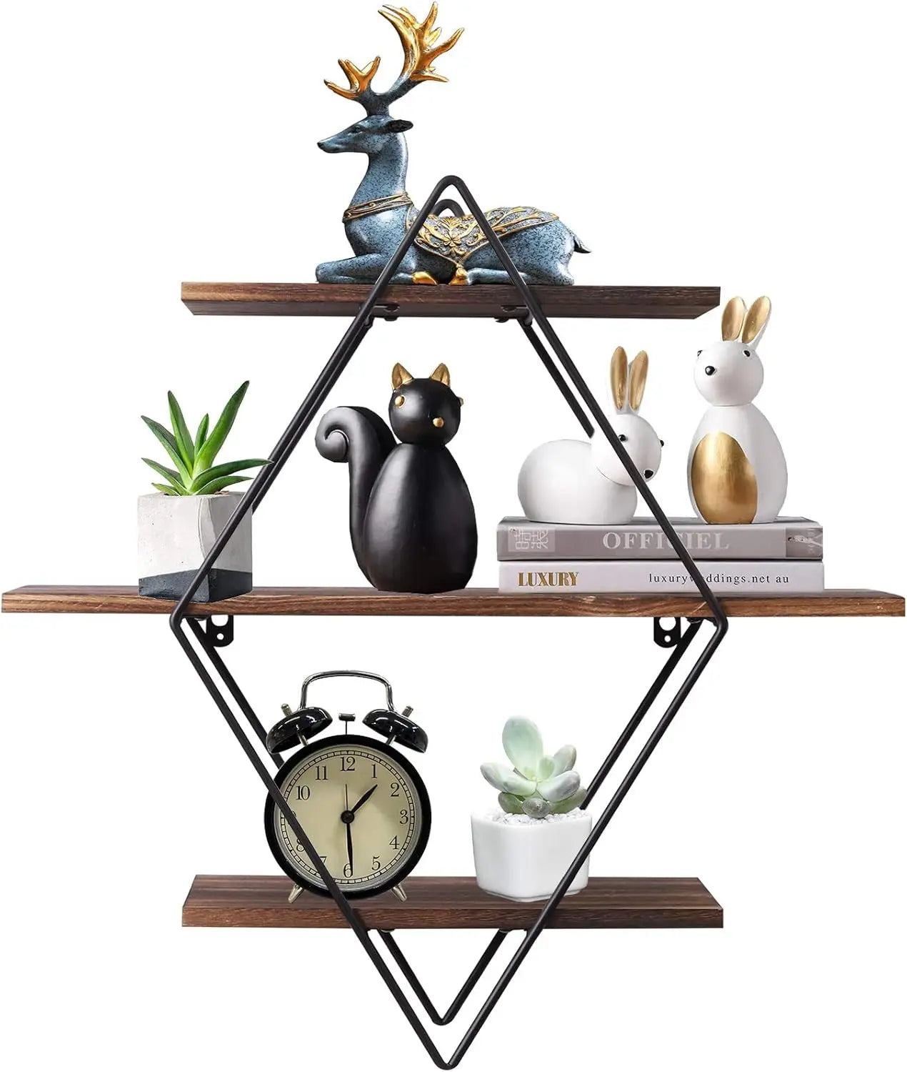 Rustic Wall Mounted Floating Wooden Shelves For Kitchen Storage
