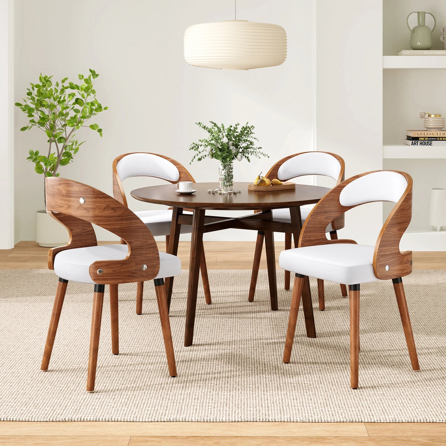 Farini Modern Wood Dining Chairs With Curved Backrest