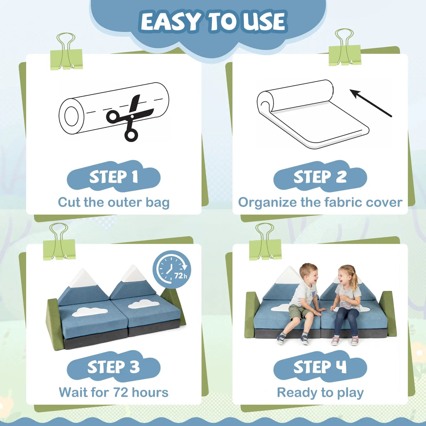 HOMASIS Modular Kids Play Couch Set Snow Mountain Theme