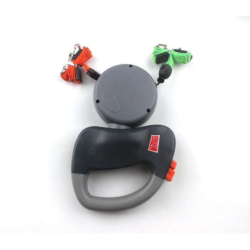 Dual Head Self Retracting Pet Leash for Two Dogs Outdoor