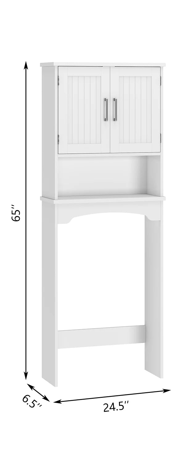 HiMiss Over Toilet Storage Cabinet With Double Doors And Shelf