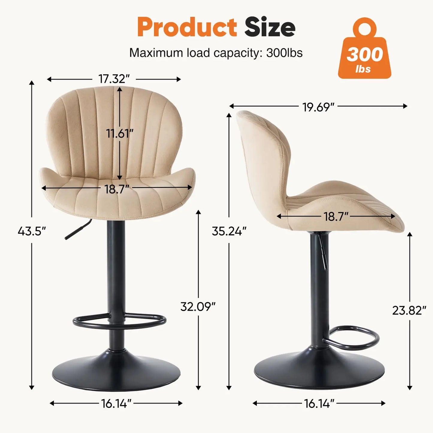 JHK Elegant Fabric Dining Chairs Set Of Two For Kitchen