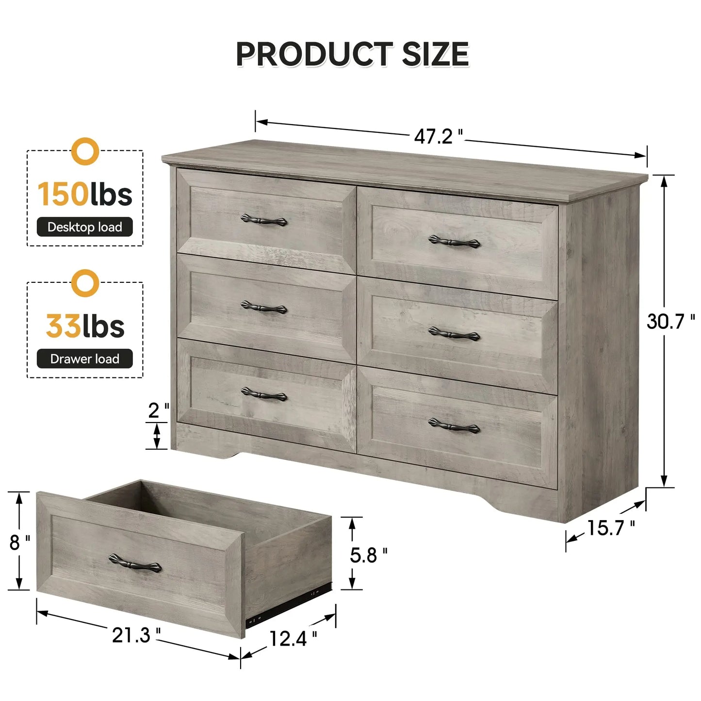 Studyset Idealhouse Dresser With 6 Drawers For Bedroom