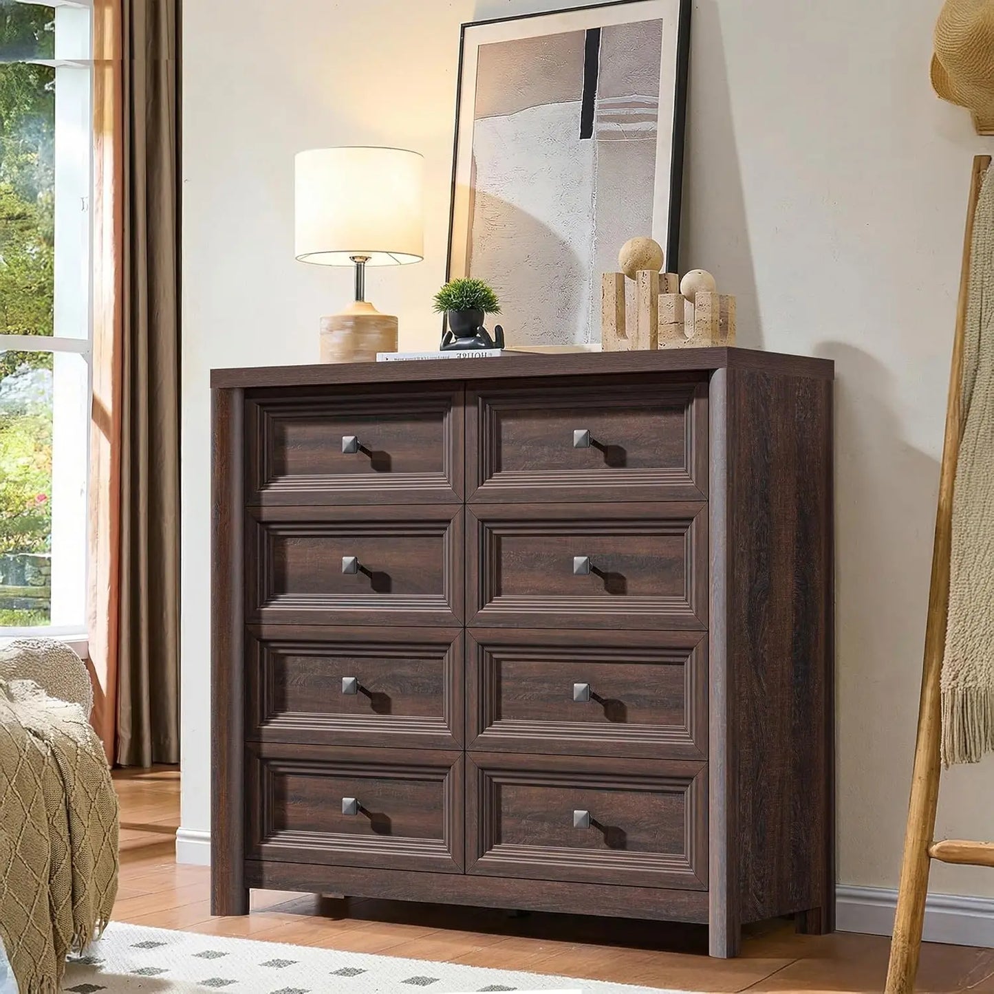Farmhouse Six-Drawer Dresser For Bedroom Solid Wood