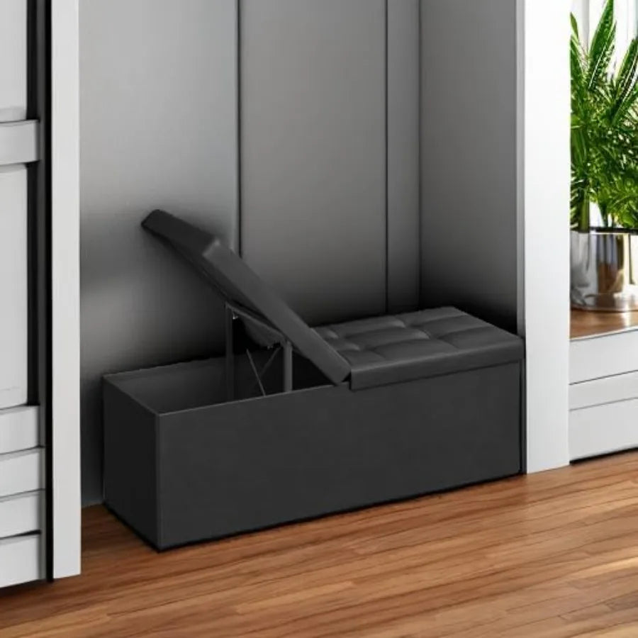 XIUWO Padded Storage Ottoman Bench With Flip Lid Design