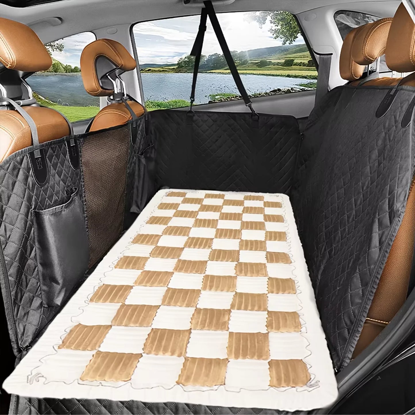 Waterproof Pet Car Seat Cover With Warm Coral Fleece Cushion