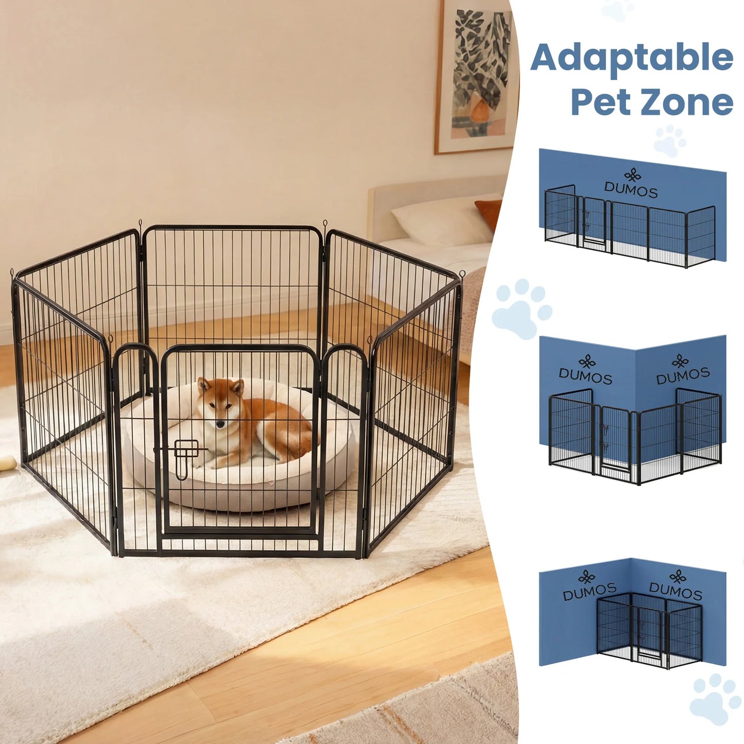 JHK 6-Panel Metal Dog Playpen For Indoor Outdoor Use
