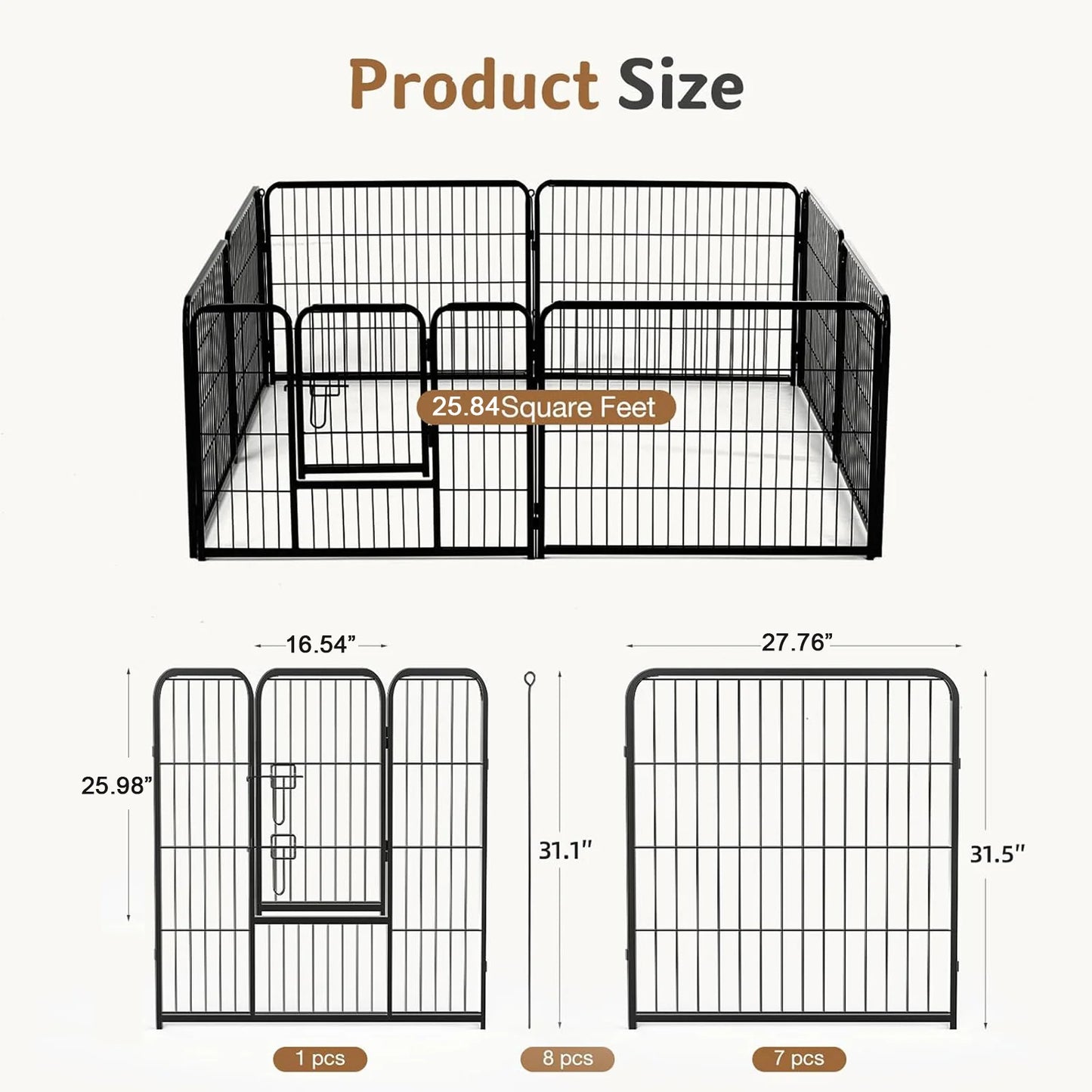 Jhk Sturdy Metal Dog Playpen For Secure Indoor Outdoor Use