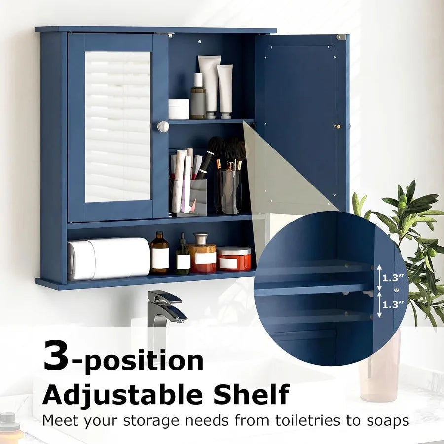 XIUWO Bathroom Medicine Cabinet With Mirror Wall Mounted
