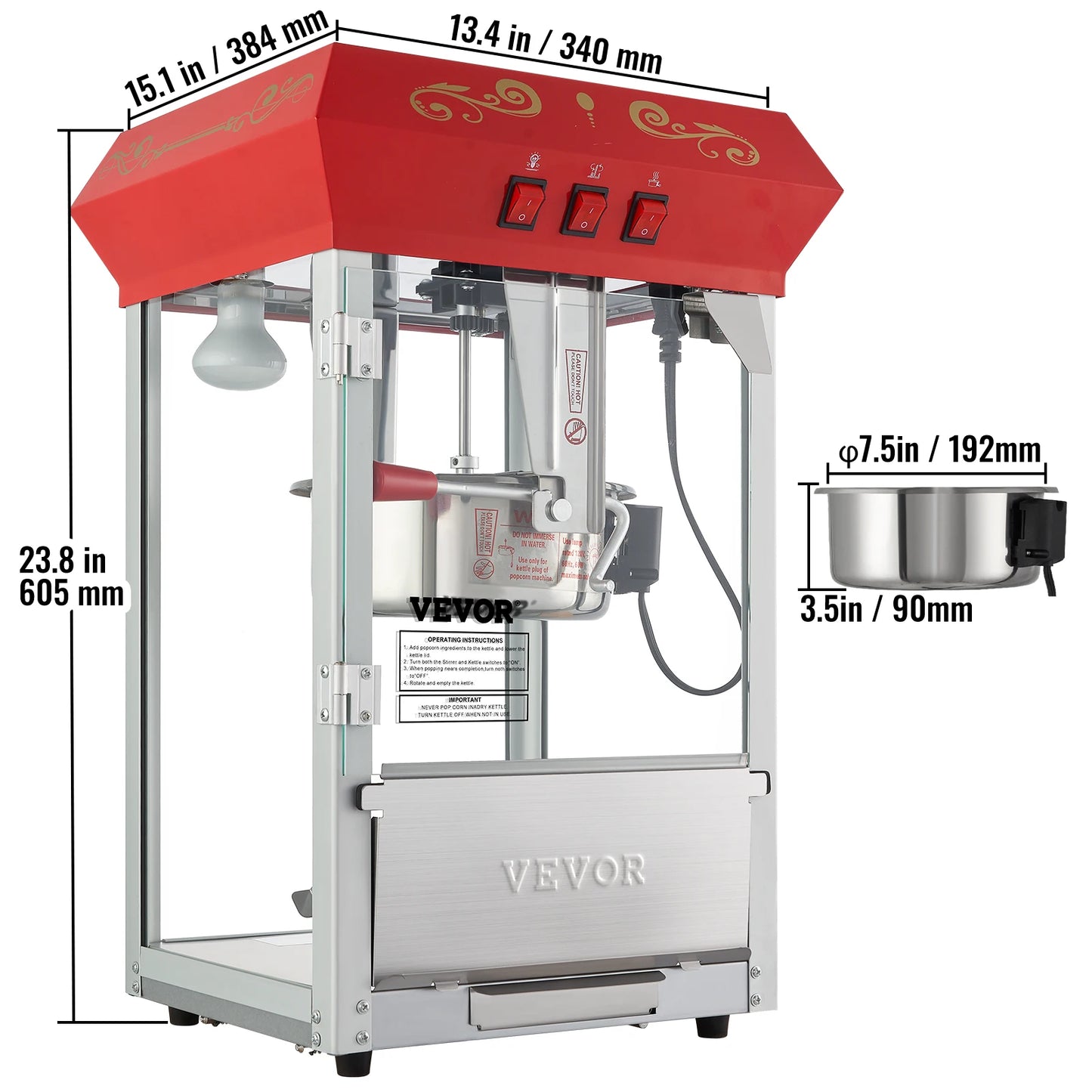 SucceBuy Countertop Electric Popcorn Maker Machine