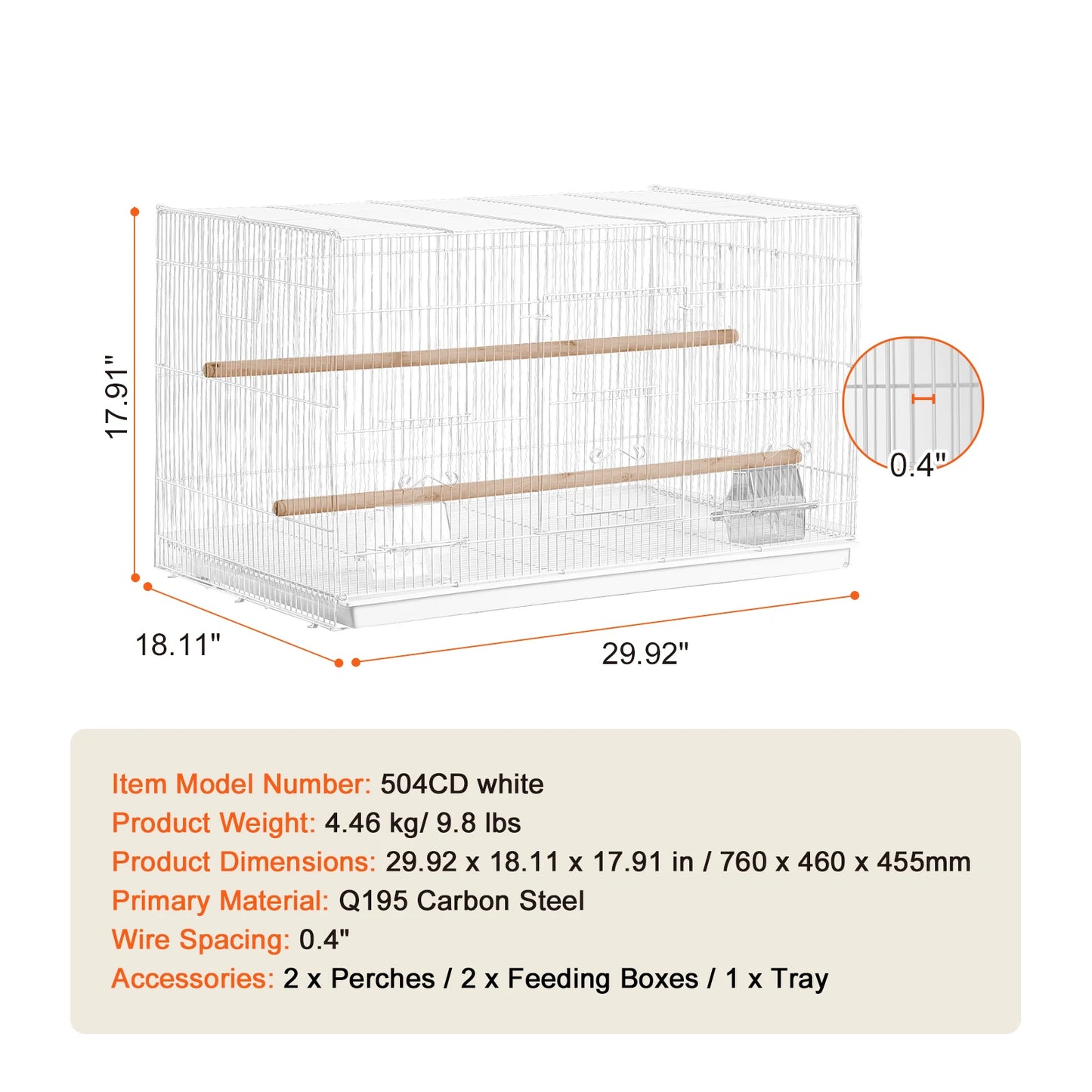 SucceBuy Stackable Divided Pet Bird Cage With Handle And Perch