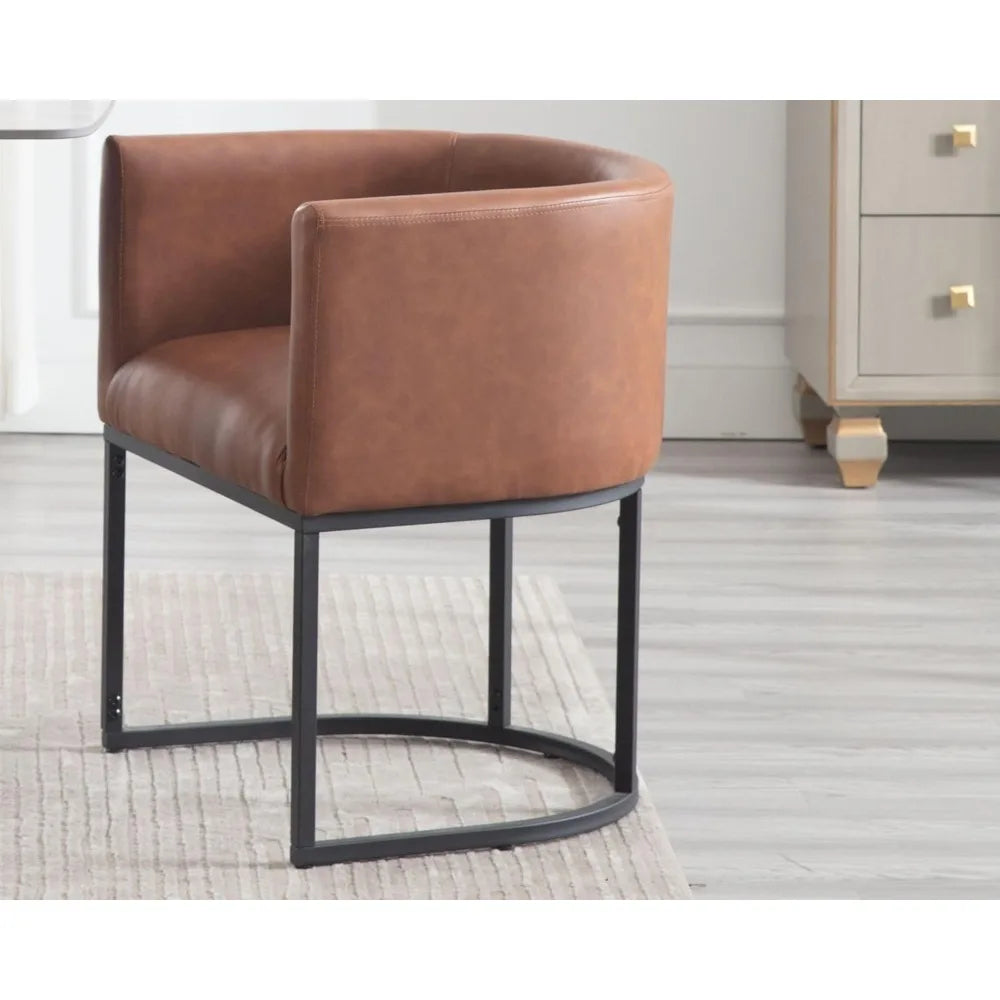 RBXC Faux Leather Upholstered Barrel Back Dining Chairs