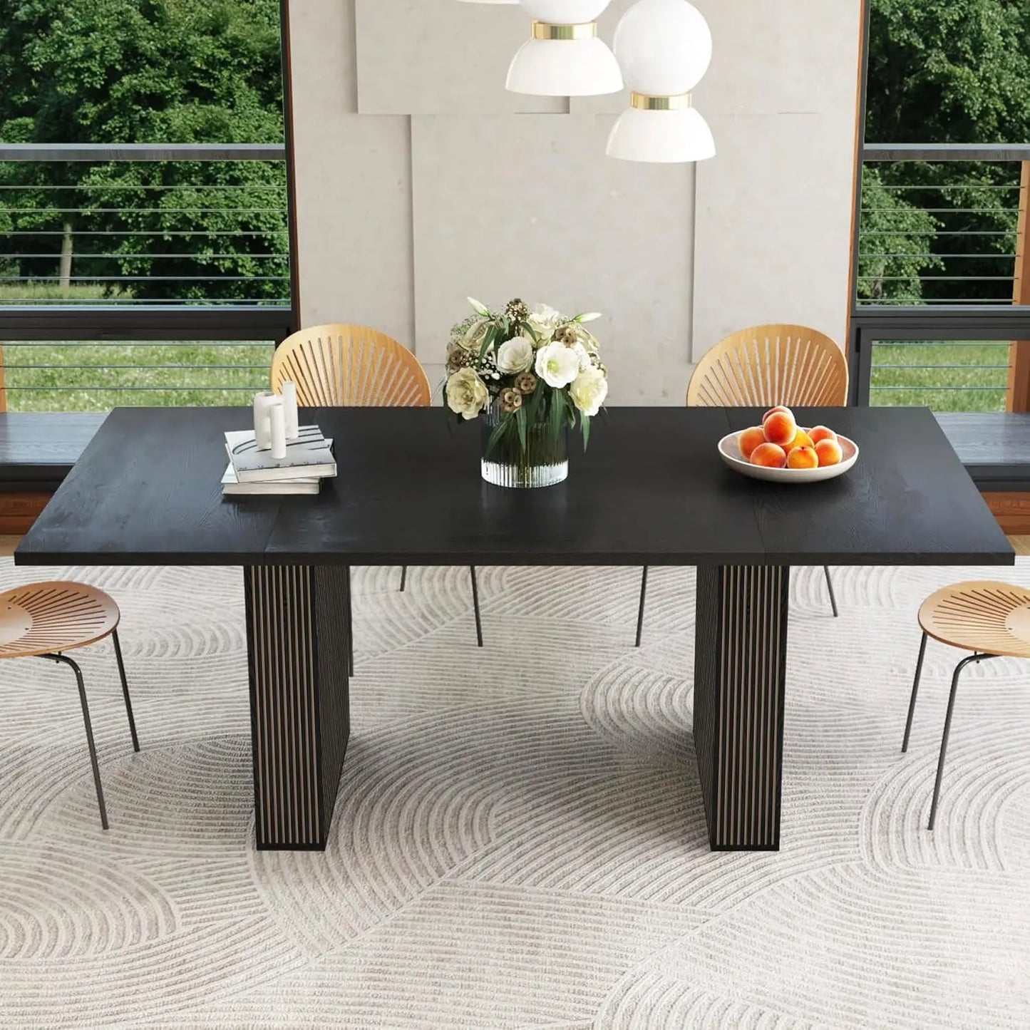 Extendable Dining Table With Fluted Base Modern Oval Design