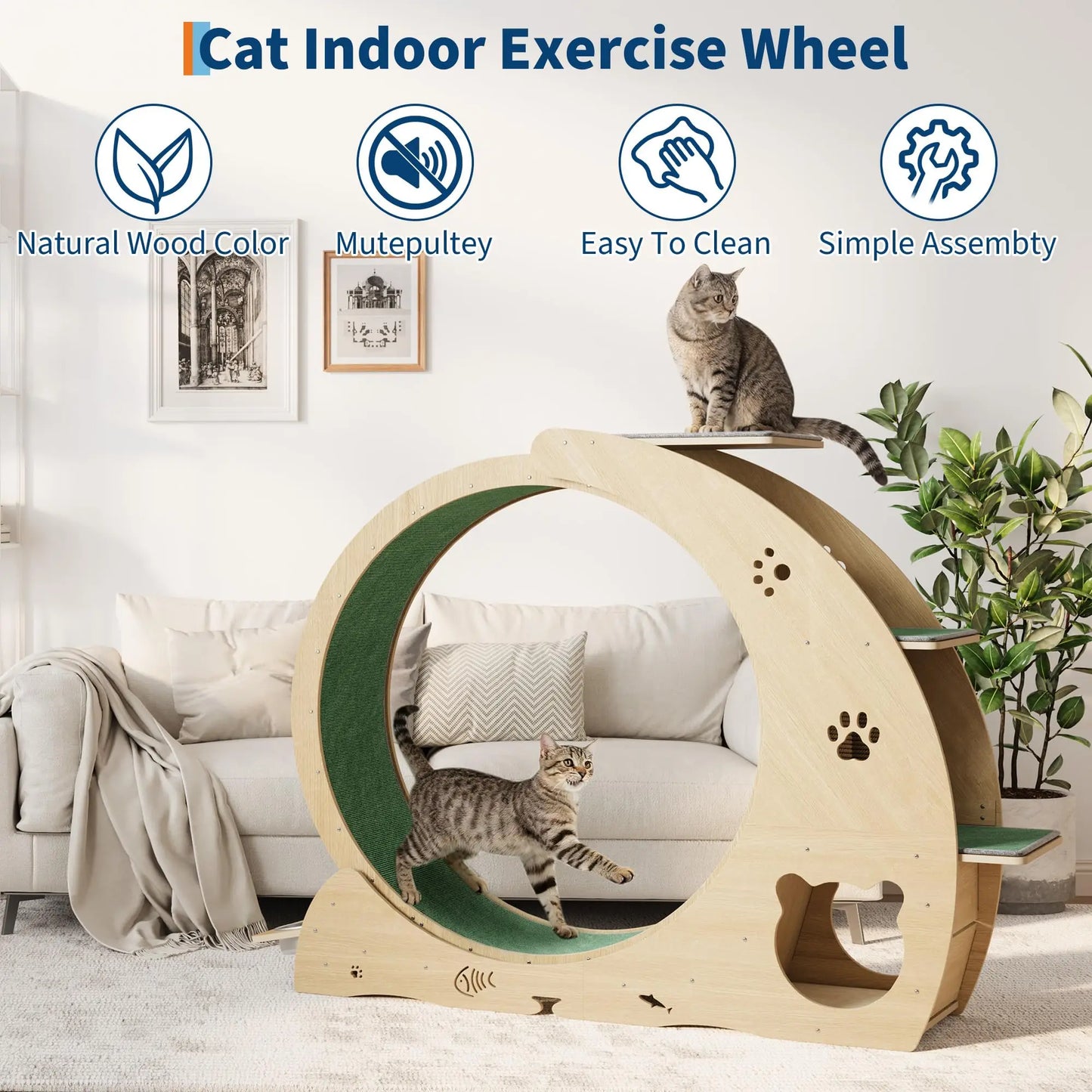HiMISS Multifunctional Cat Exercise Wheel Scratch Post