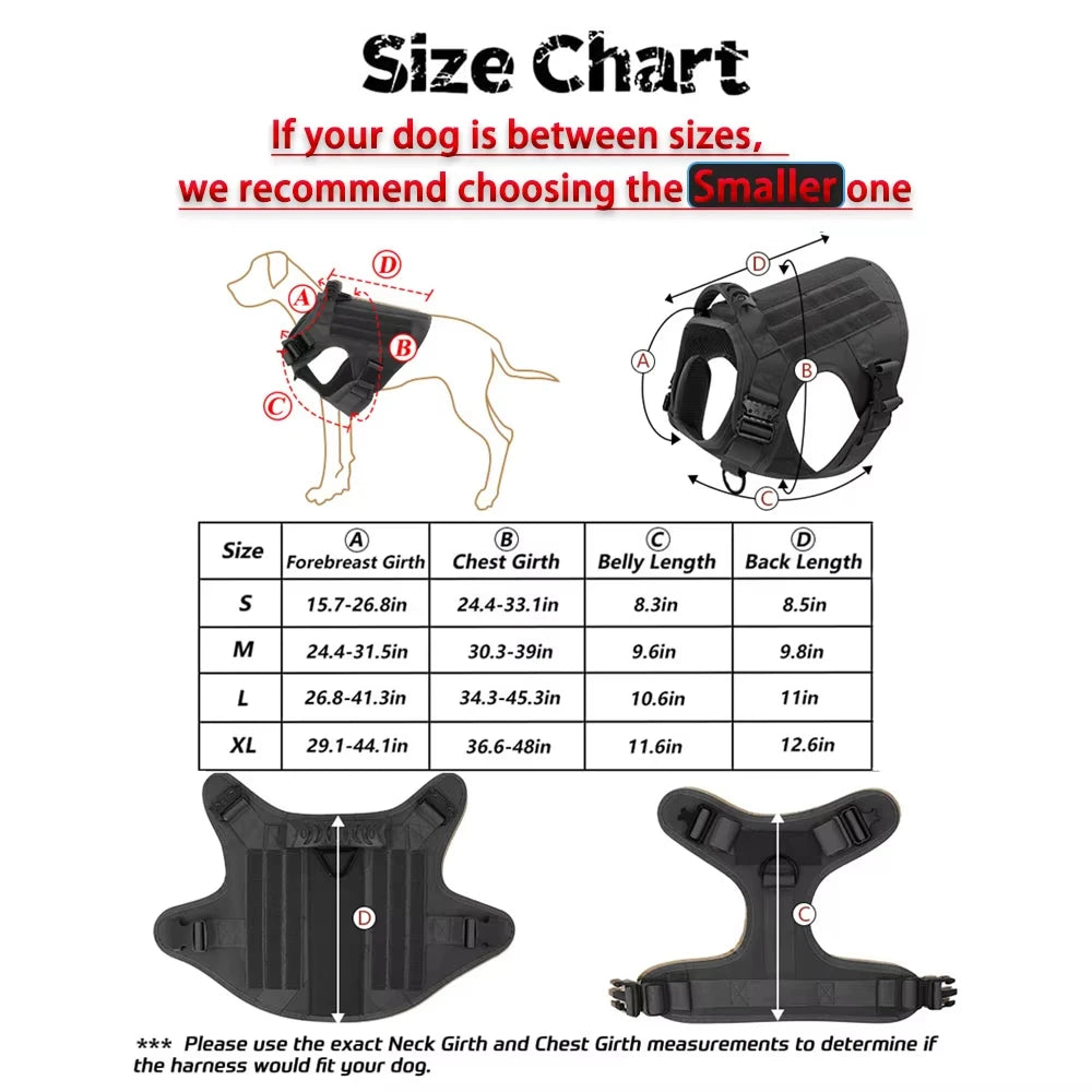 Padded Tactical Dog Harness Vest With Nylon Quick Release Buckle