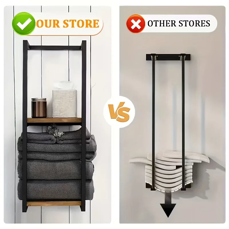 Two-Tier Carbon Steel Wall-Mounted Towel Rack