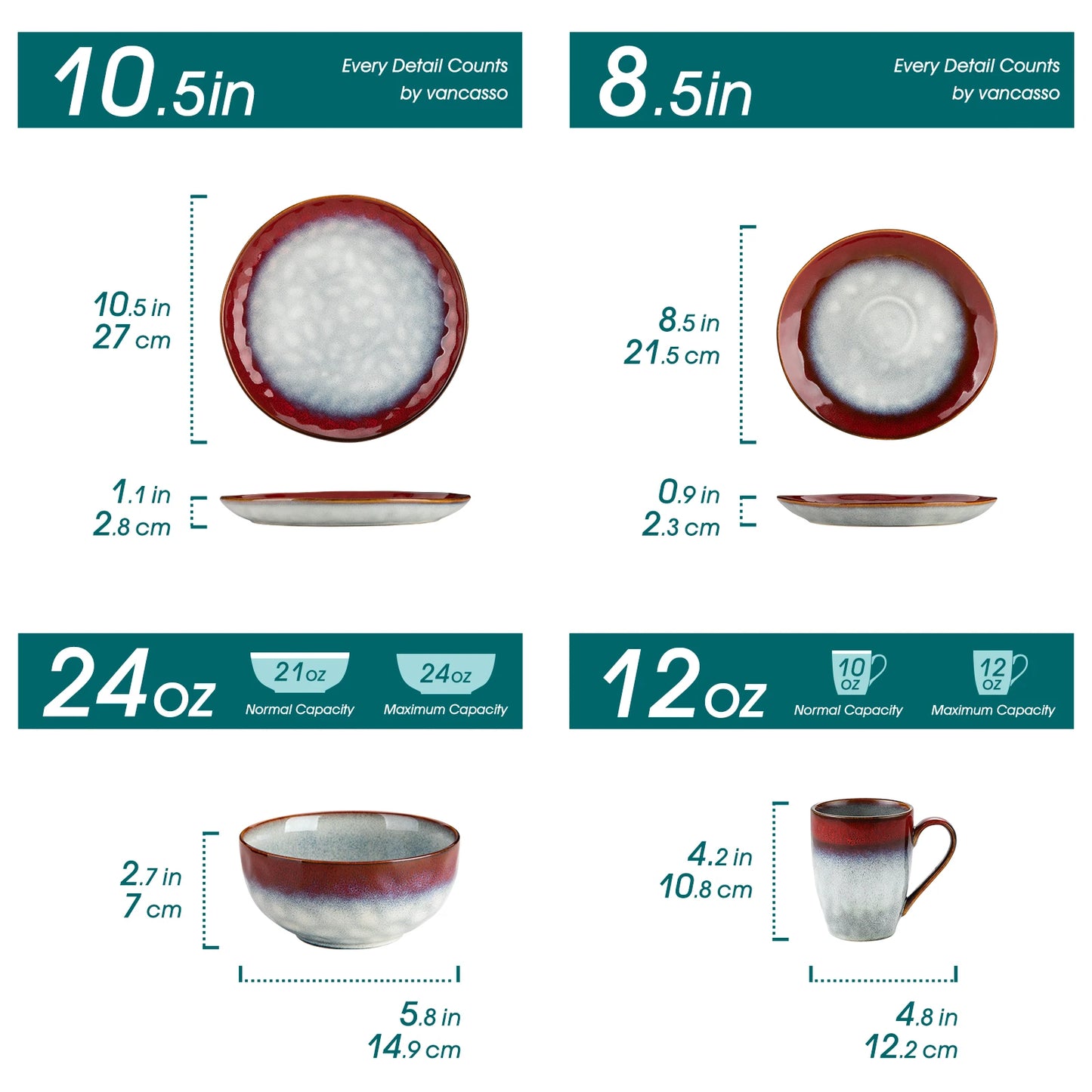 MALACASA Starry Dinnerware Set Kiln Glazed Ceramic Tableware