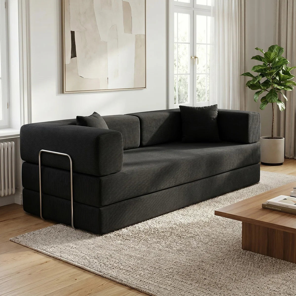 YQzyphyna Futon Sofa Bed 4 In 1 Convertible Couch Unit