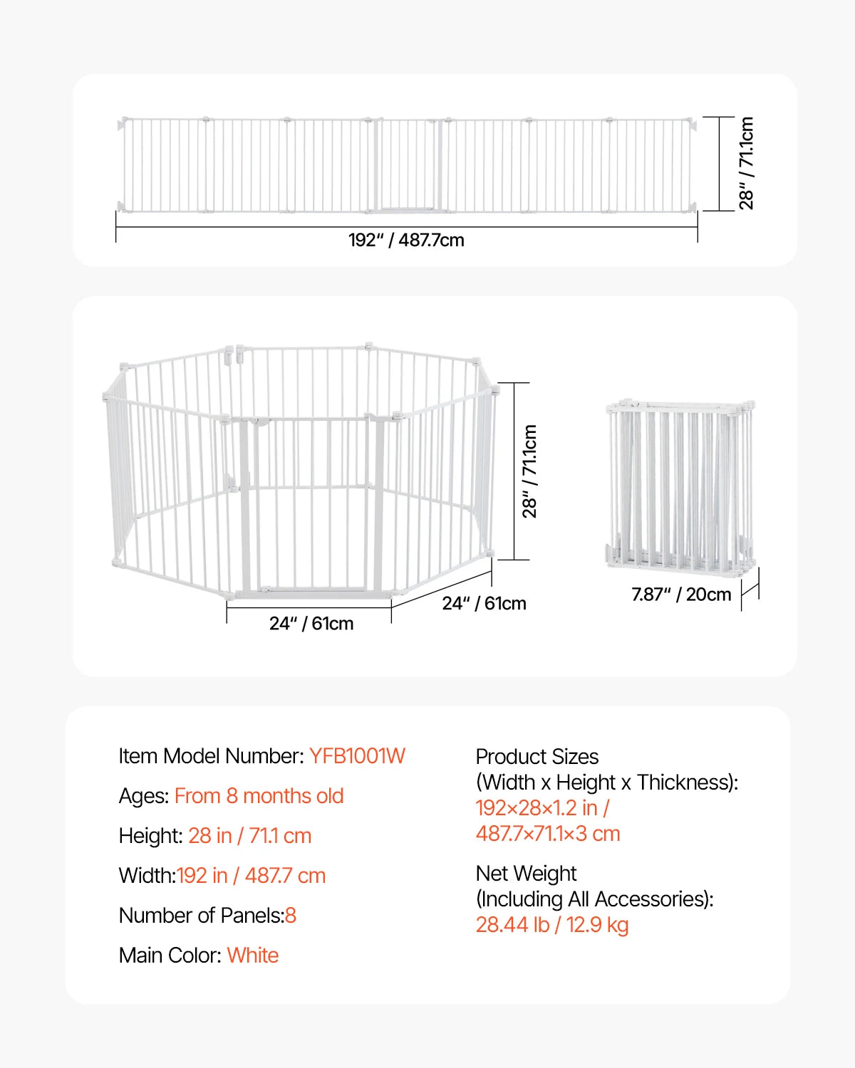 SucceBuy Walk Through Pressure Mount Baby Pet Safety Gate