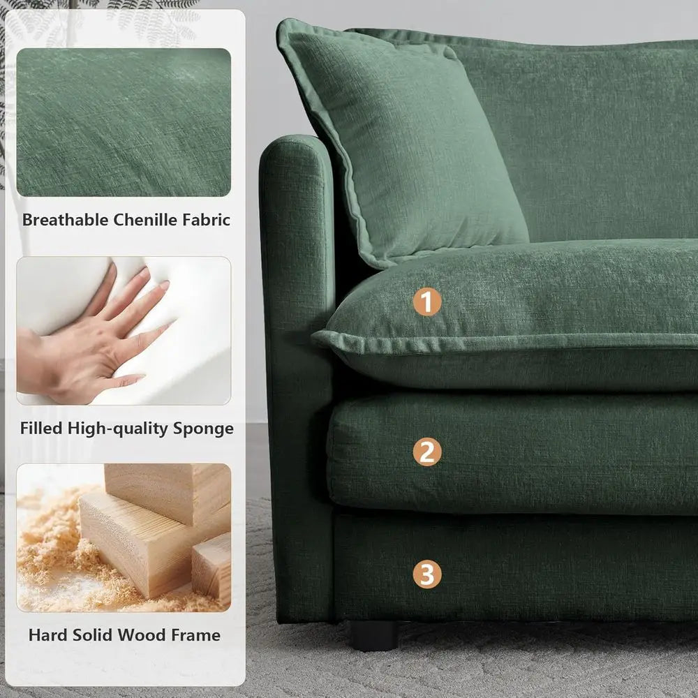 Luxury Sofa Set With Removable Ottoman 3-Piece Living Room Furniture
