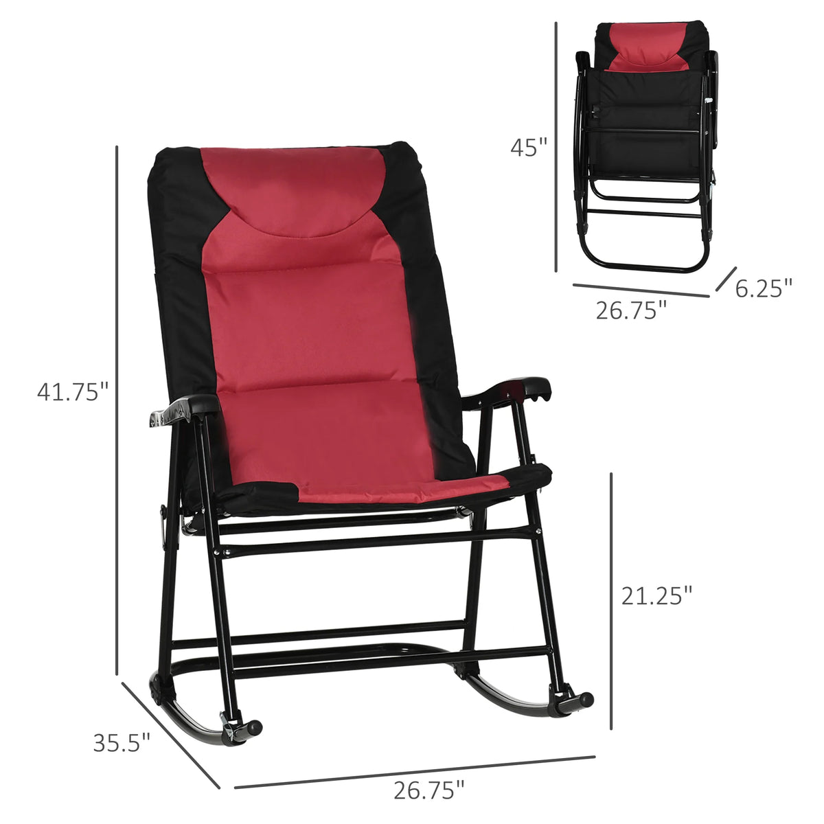 Outsunny Folding Rocking Camping Chairs Portable Outdoor Rockers