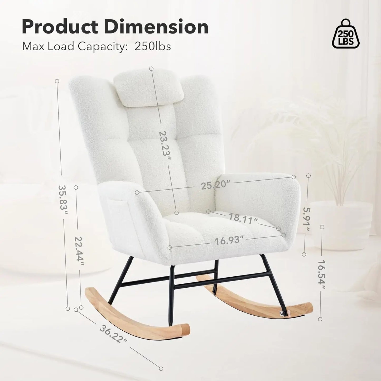 Studyset Modern Boucle Rocking Chair With Side Pocket