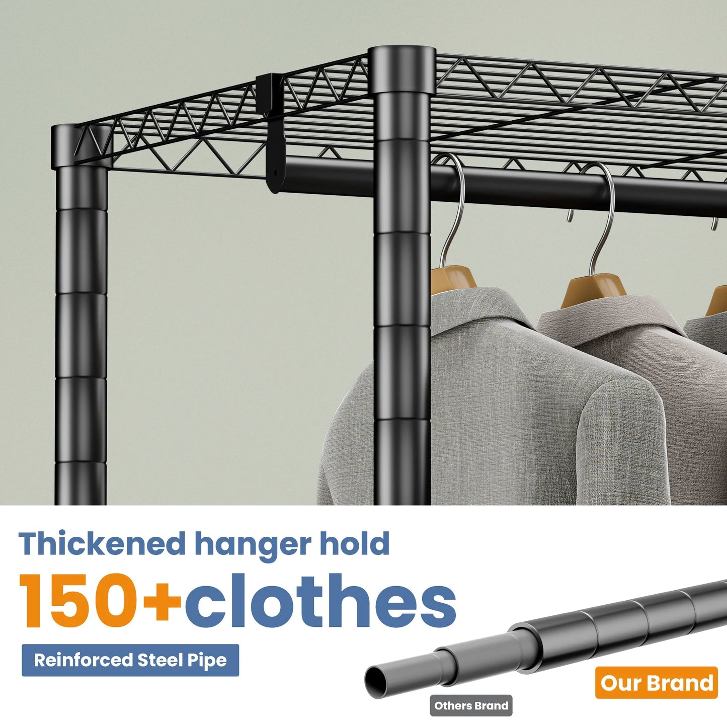 Freestanding Metal Clothes Rack Heavy Duty Portable Home Storage Organizer