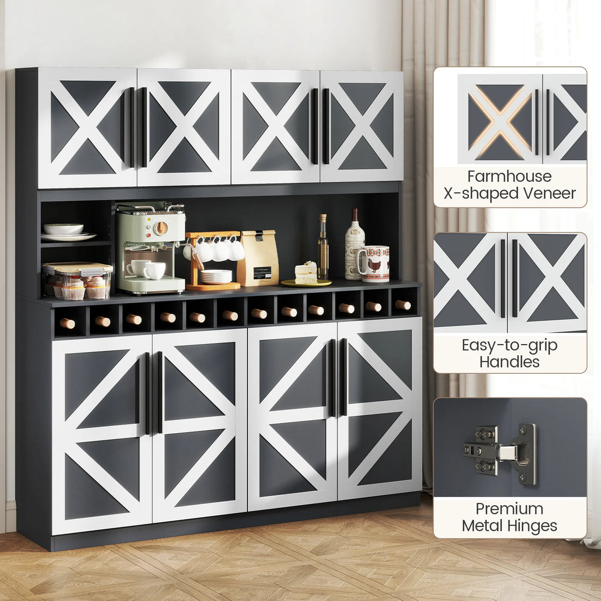 Homasis Freestanding Kitchen Buffet Hutch With Storage Cabinets