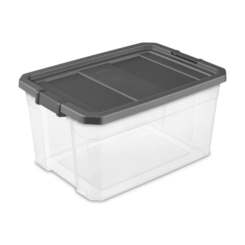 Two Pack Stacker Boxes With Durable Latch Lid Storage