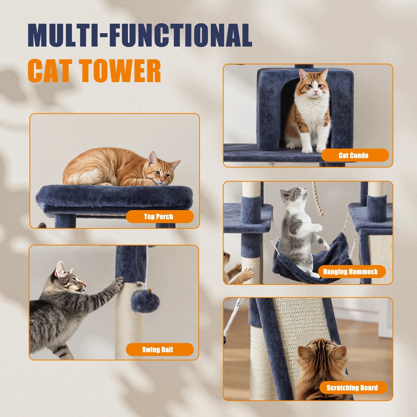MCQ Sisal Cat Climbing Tower With Multi Level Scratching Posts