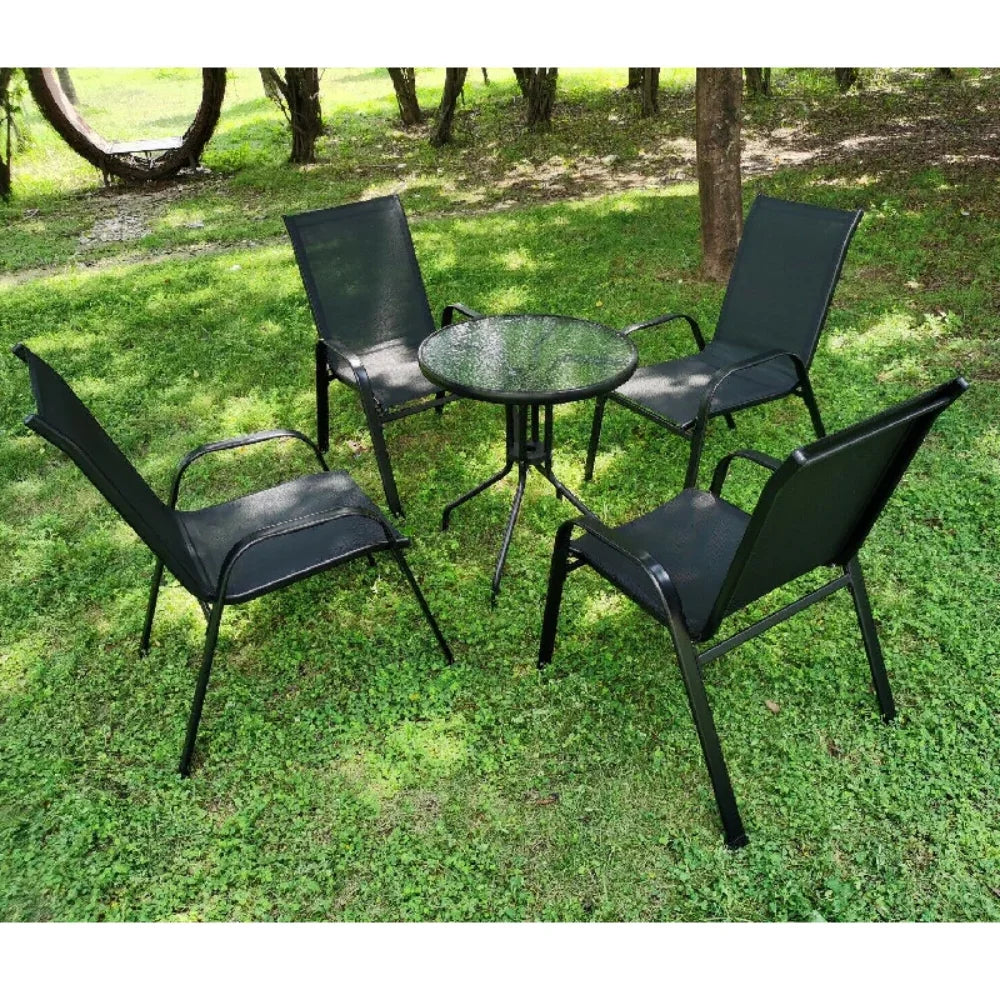 AuAg 4Piece Garden Chairs Set Iron and Teslin Fabric Outdoor Balcony Seating