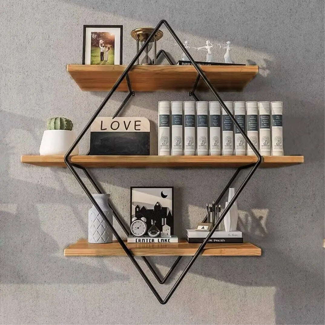 Rustic Wall Mounted Floating Wooden Shelves For Kitchen Storage