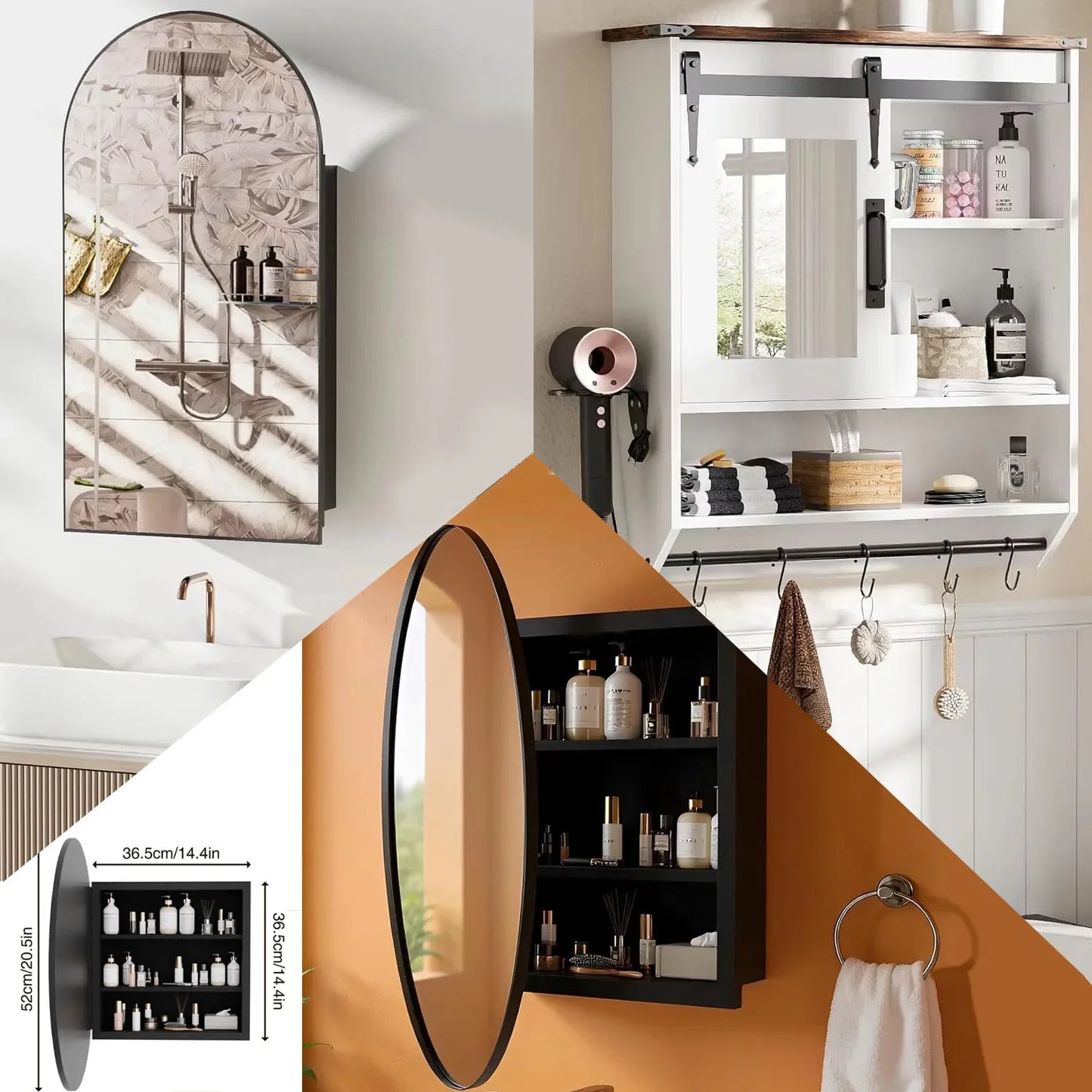 Bathroom Wall Mounted Medicine Cabinet With Mirror And Shelves