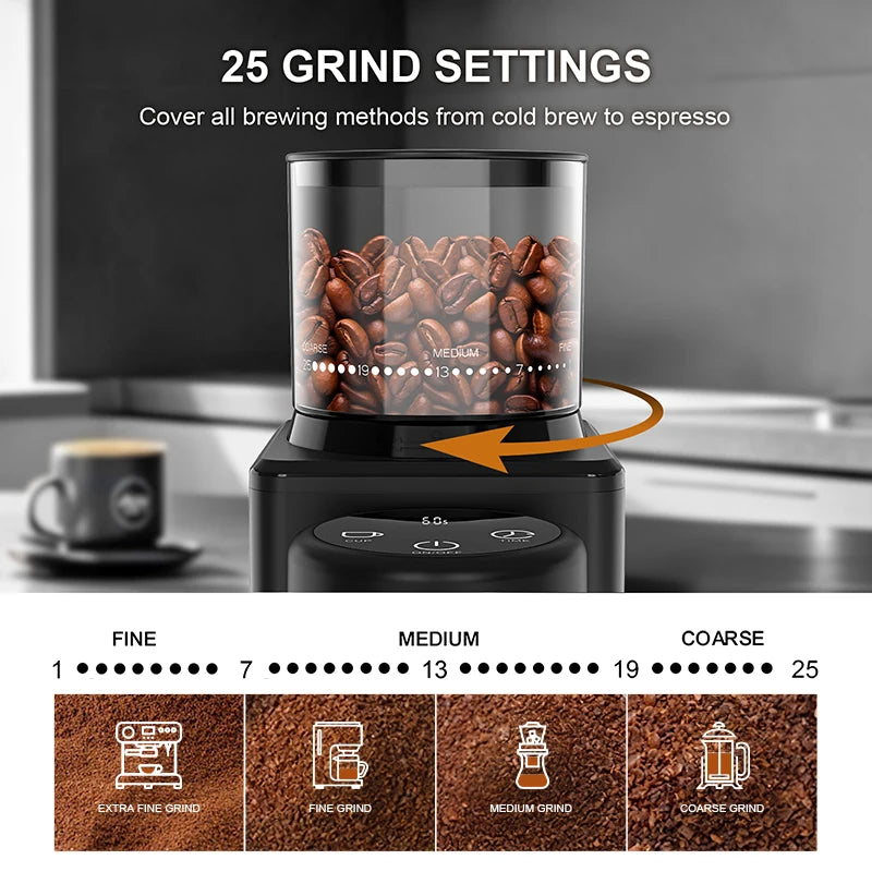 KIRAINAFLY Automatic Conical Burr Coffee Grinder CBG9001