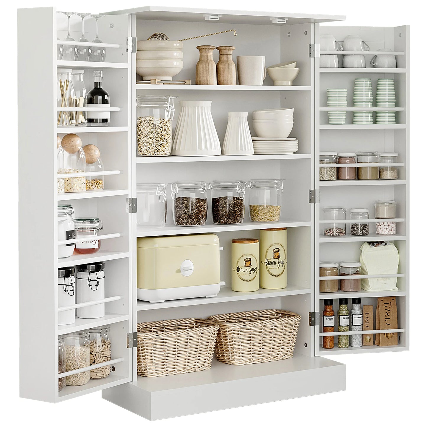HOMCOM Modern Freestanding Storage Cabinet Double Door Adjustable Shelf Unit
