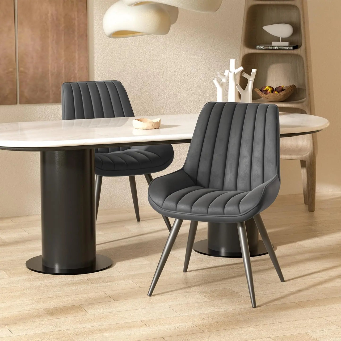 Nalupatio Modern Dining Chairs Set Of 6 Upholstered Fabric