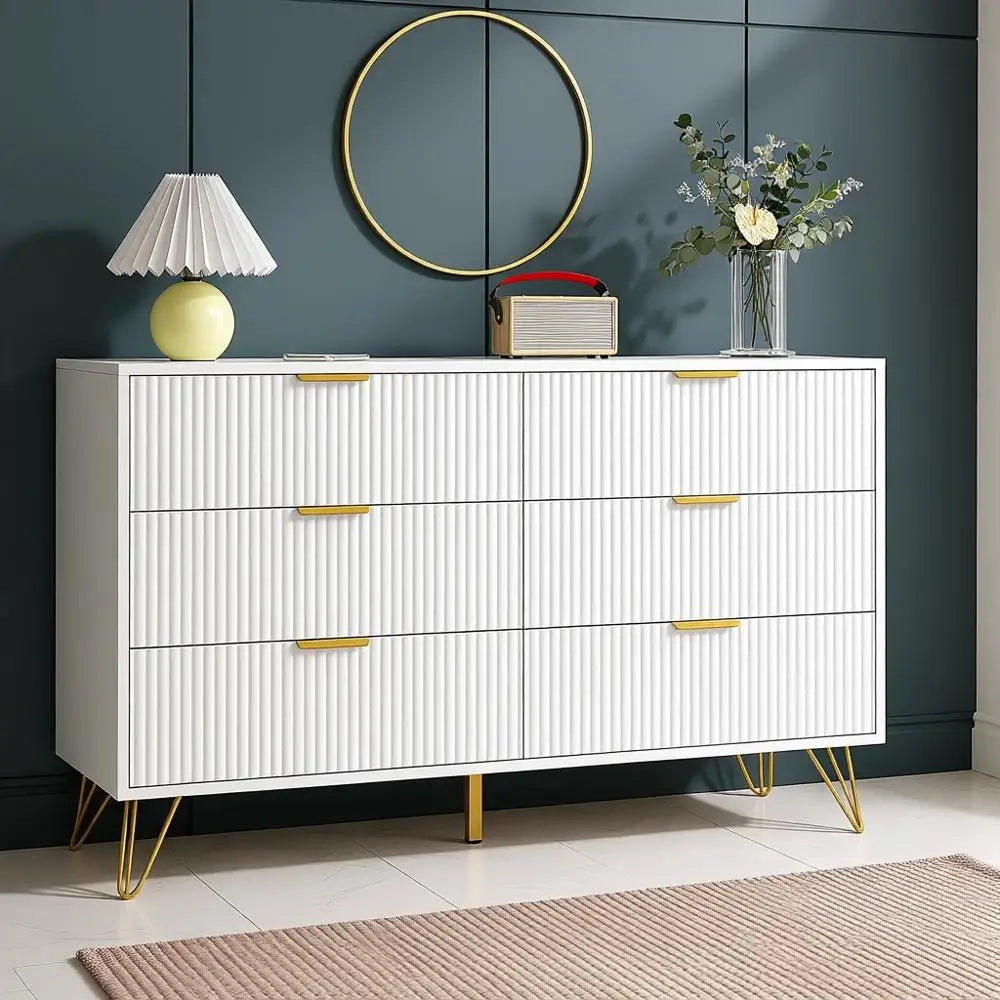 6-Drawer Wooden Dresser For Bedroom And Living Spaces