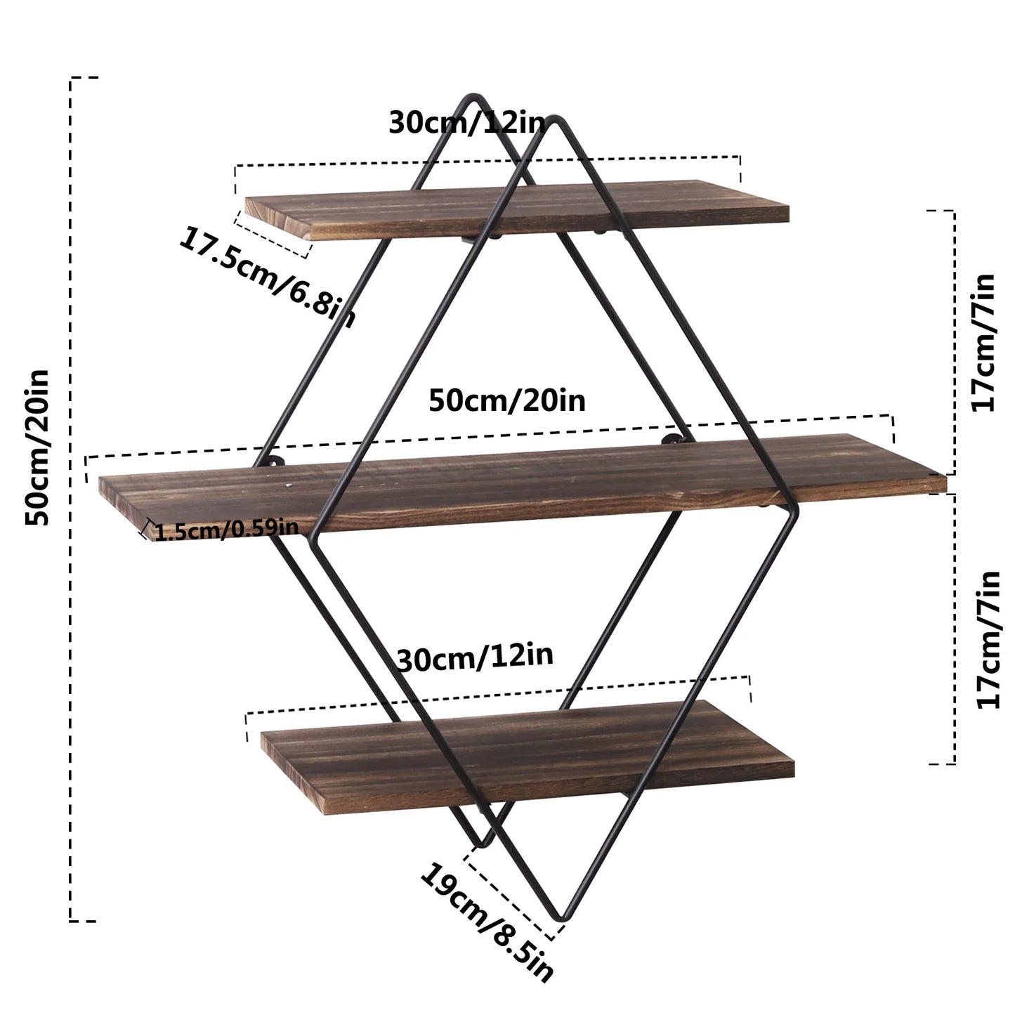 Rustic Wall Mounted Floating Wooden Shelves For Kitchen Storage