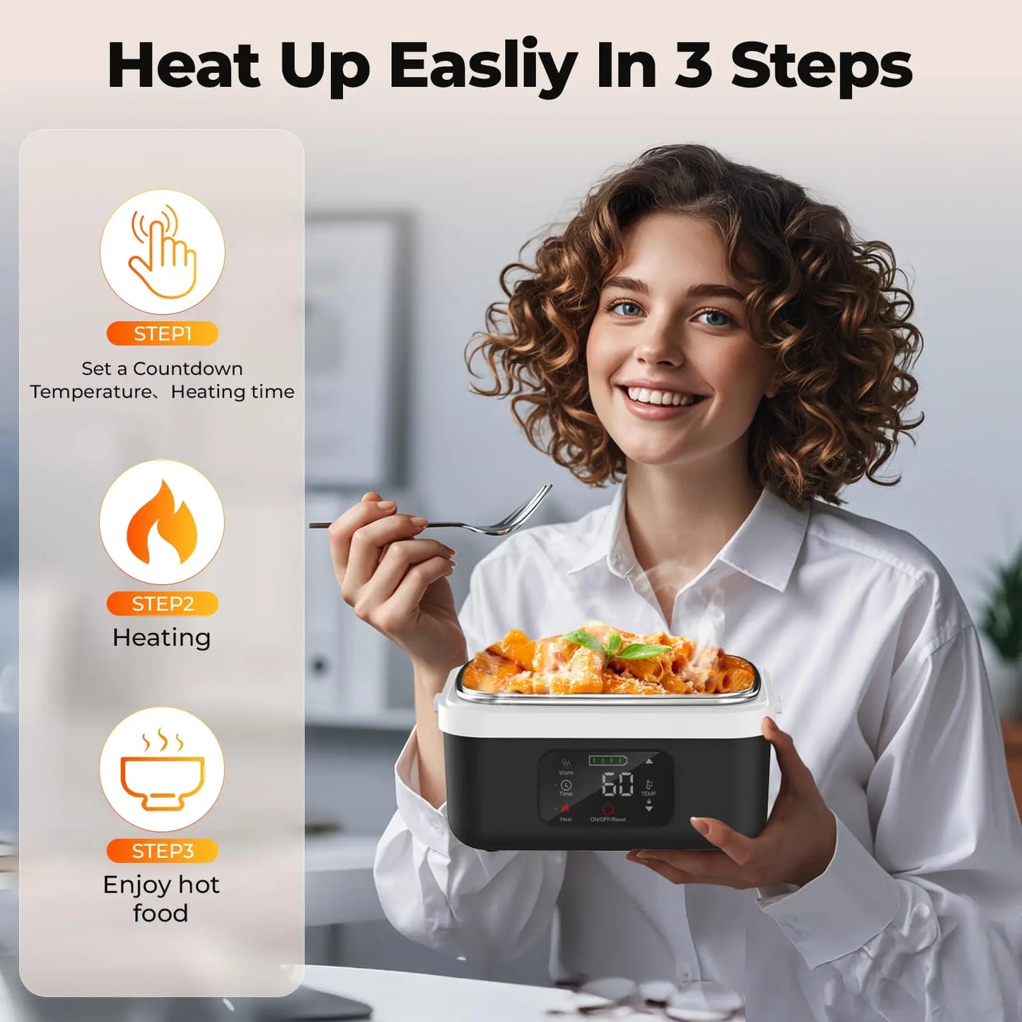 Wireless Electric Insulated Lunch Box With 8000mAh Battery
