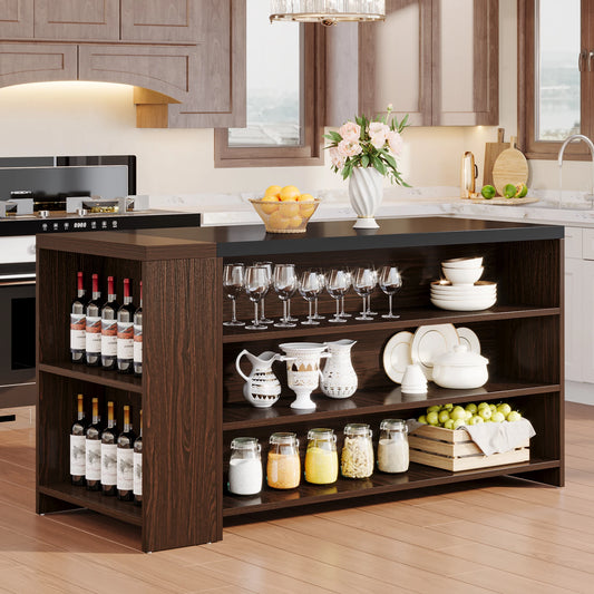 Tribesigns Kitchen Island With Storage Farmhouse 5 Tier Shelves