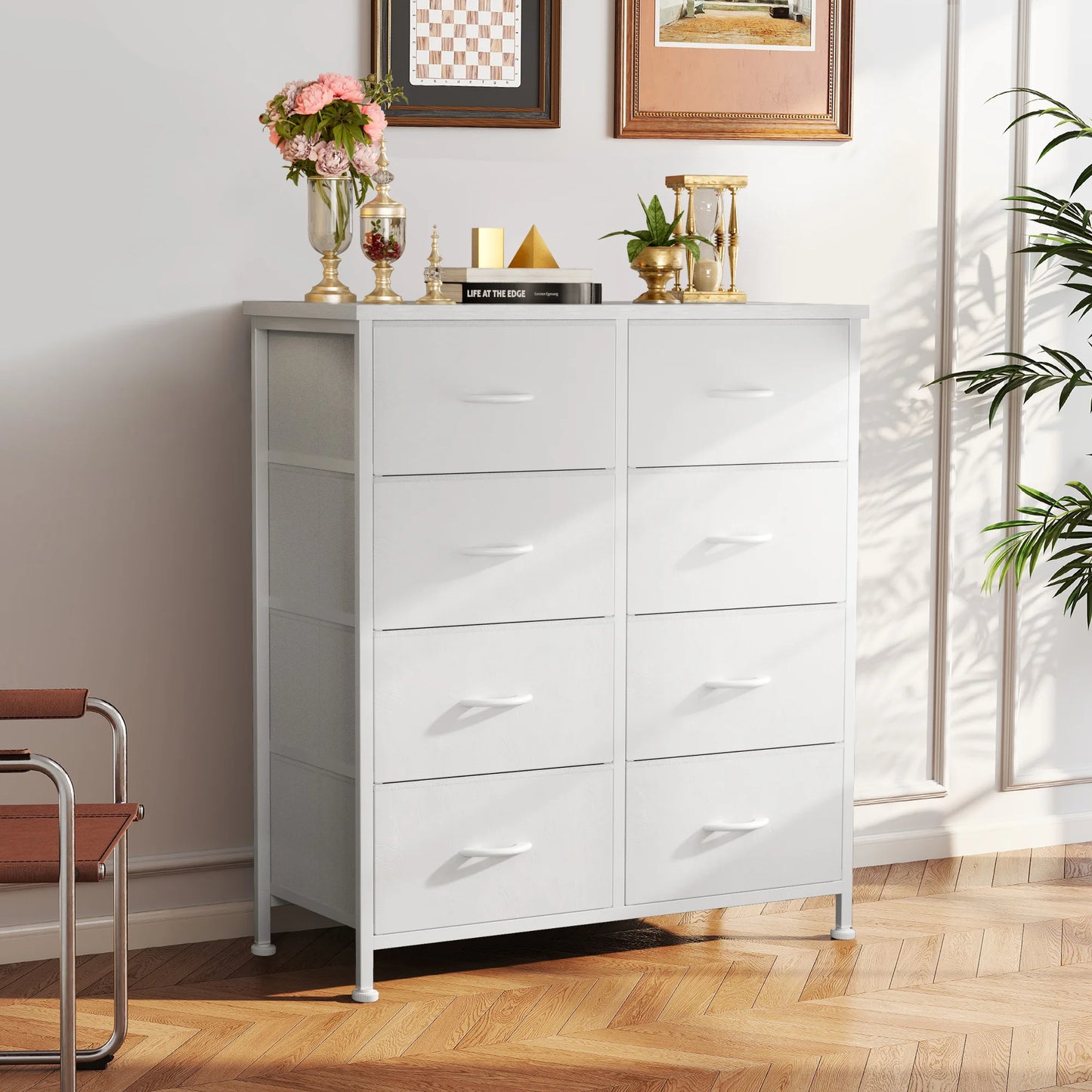 JHK Dresser Children's Wardrobe With 8 Fabric Drawers