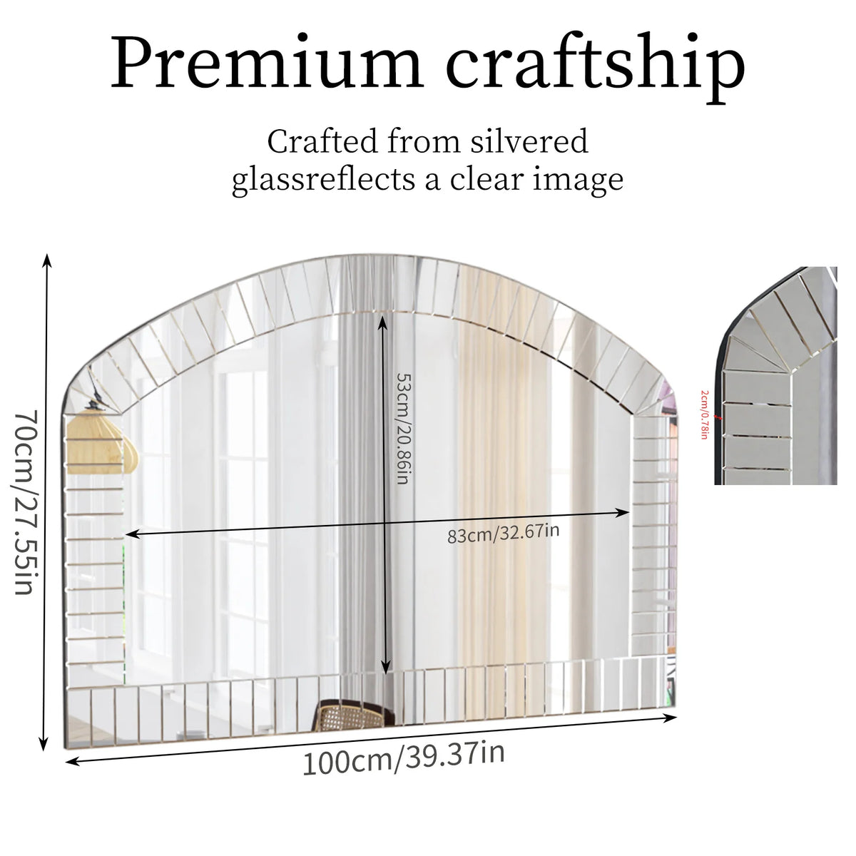 Arched Venetian Wall Mirror With Beveled Glass Accent