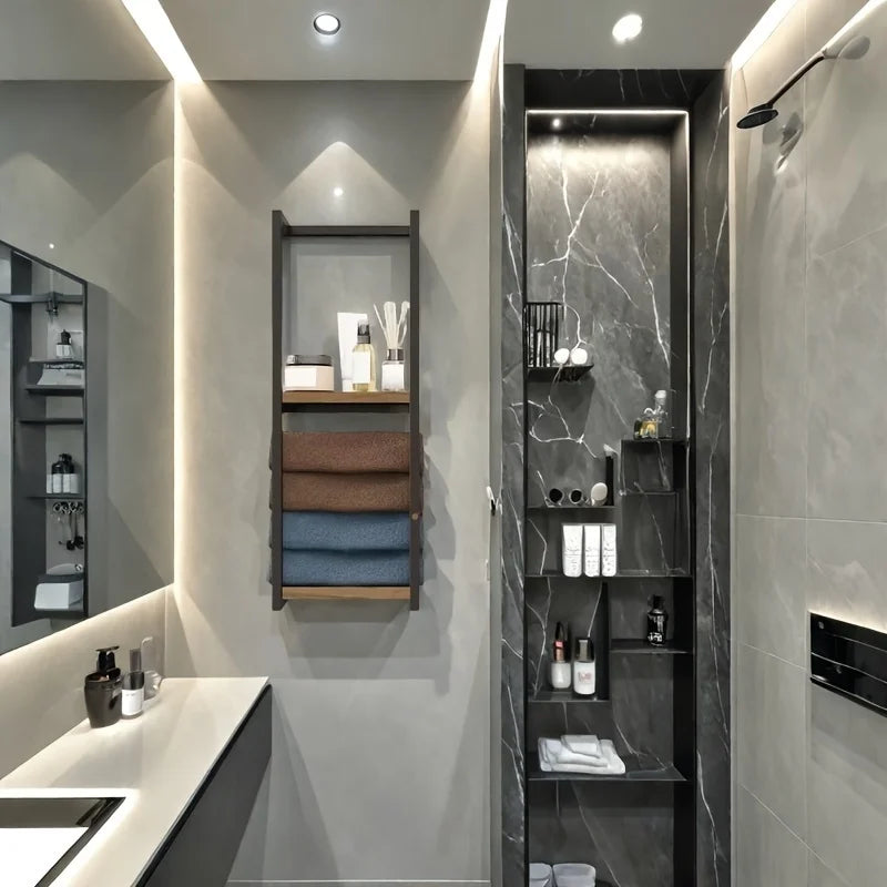 Two-Tier Carbon Steel Wall-Mounted Towel Rack