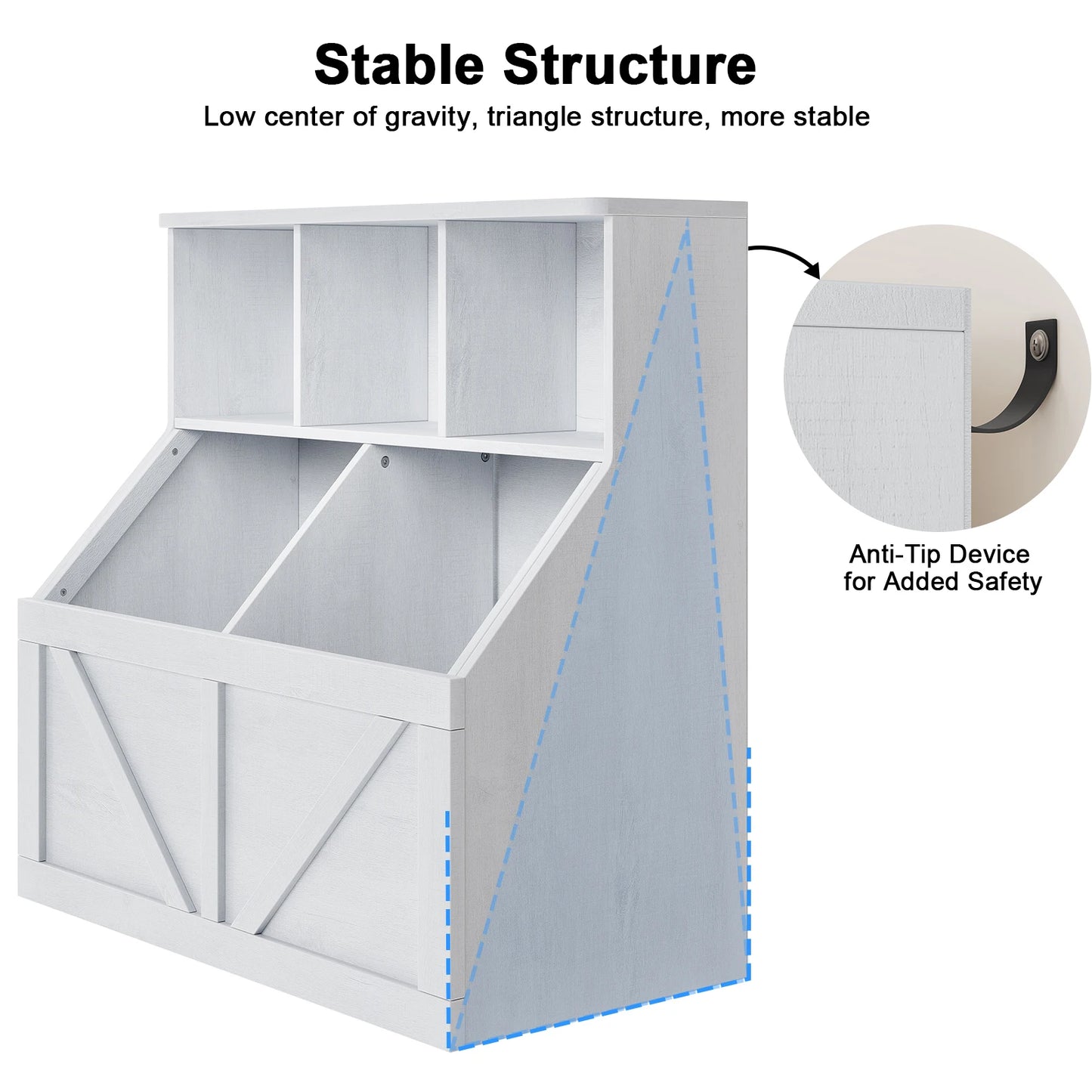 HobbyLane Kids Toy Storage Organizer With Bookshelf Anti Tip Cabinet