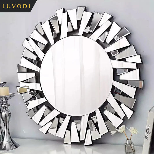 LUVODI Starburst Round Wall Mirror Decorative Accent For Living Room