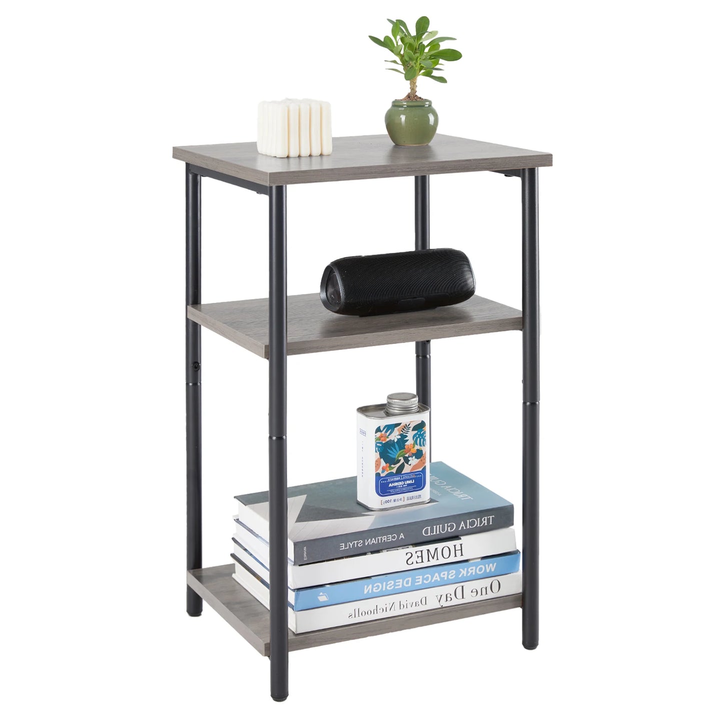 JHK 2/3-Tier End Table With Adjustable Feet For Living Room