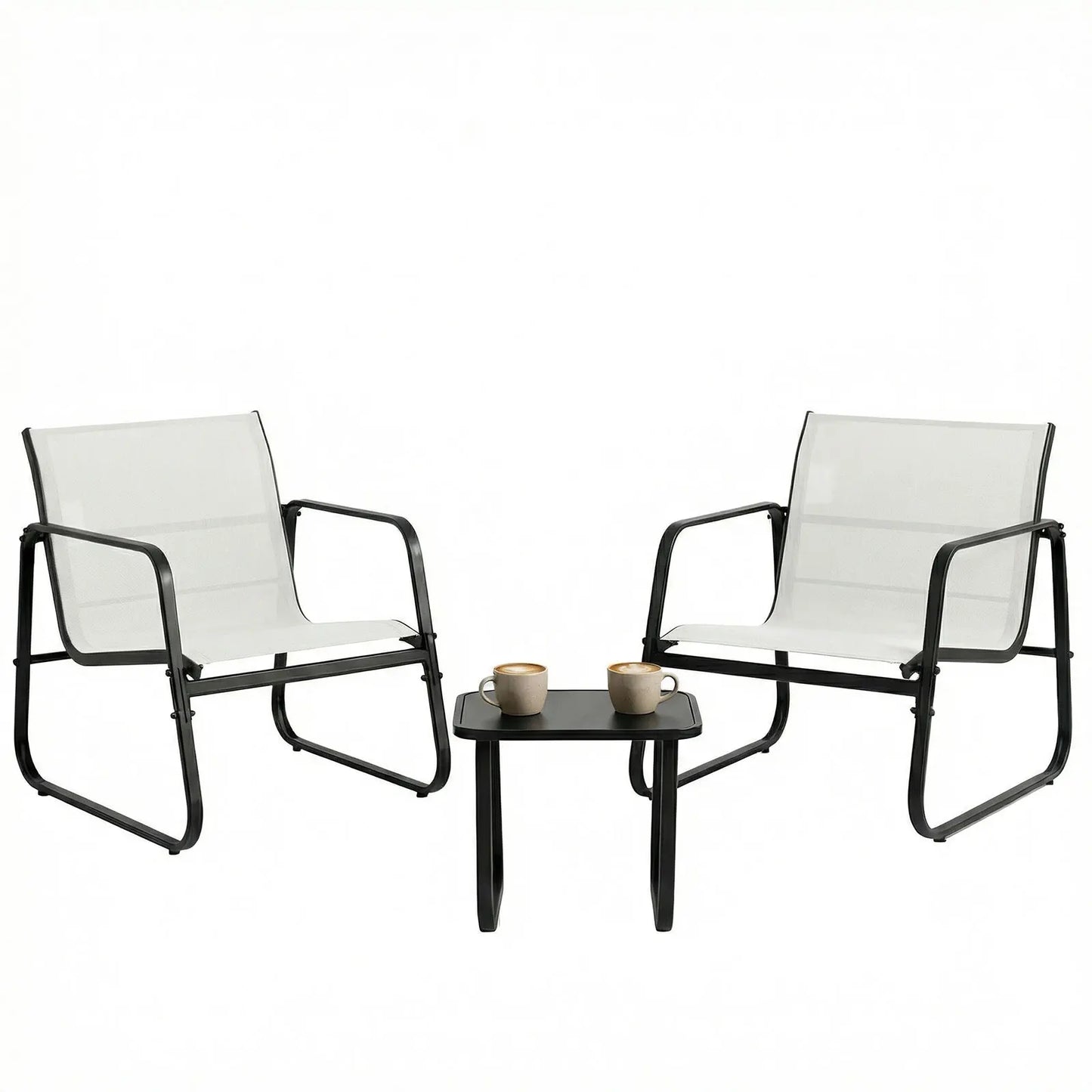 JHK Outdoor 3-Piece Patio Set With Table Metal Frame